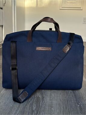 Bellroy 15in Navy and Brown Canvas Laptop Bag with Adjustable Strap